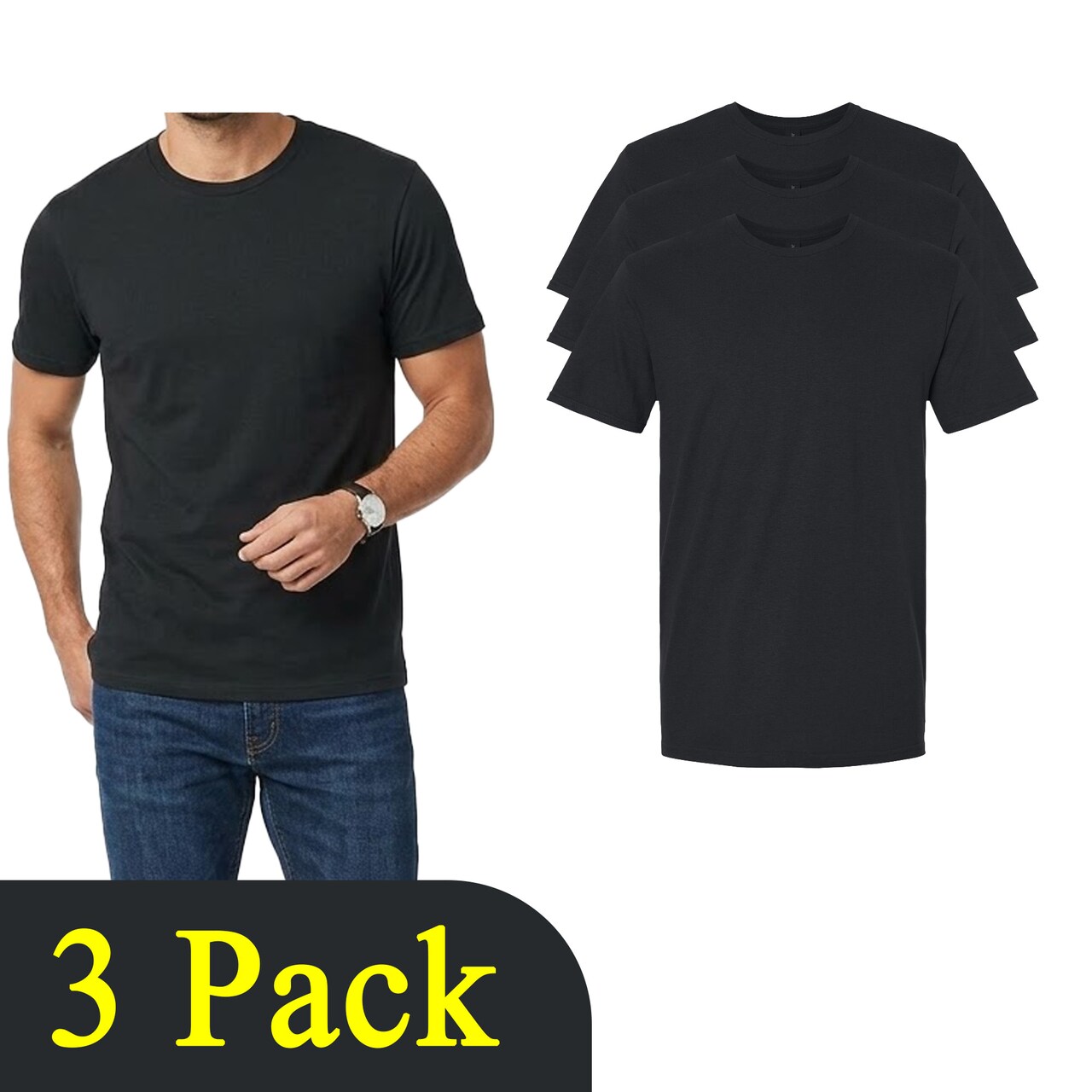 Gildan Men's Black Softstyle T-Shirt Ideal for Crafts, DIY Cotton Multi-Pack Choices Shirt